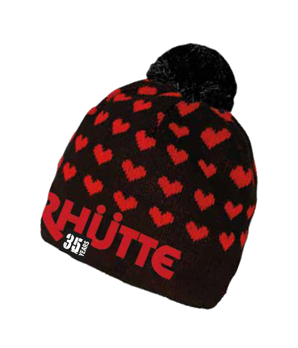 Beanie Herzerl schwarz-rot