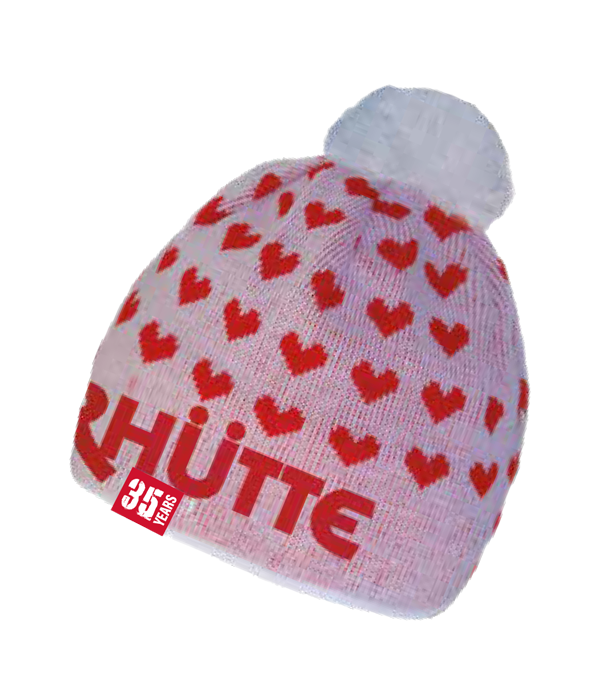 Beanie Herzerl rot weiß