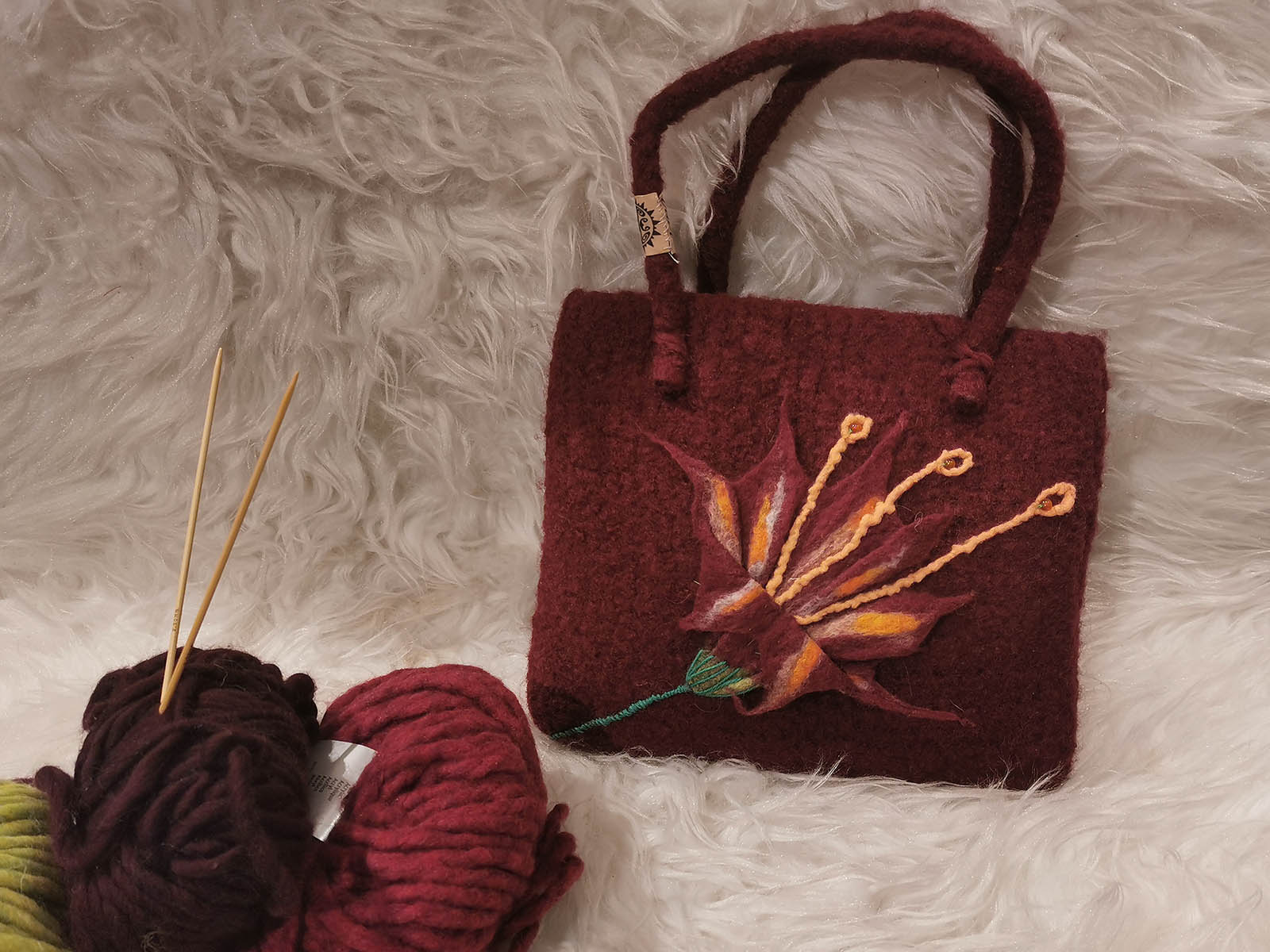 Filztasche-rote-Blume