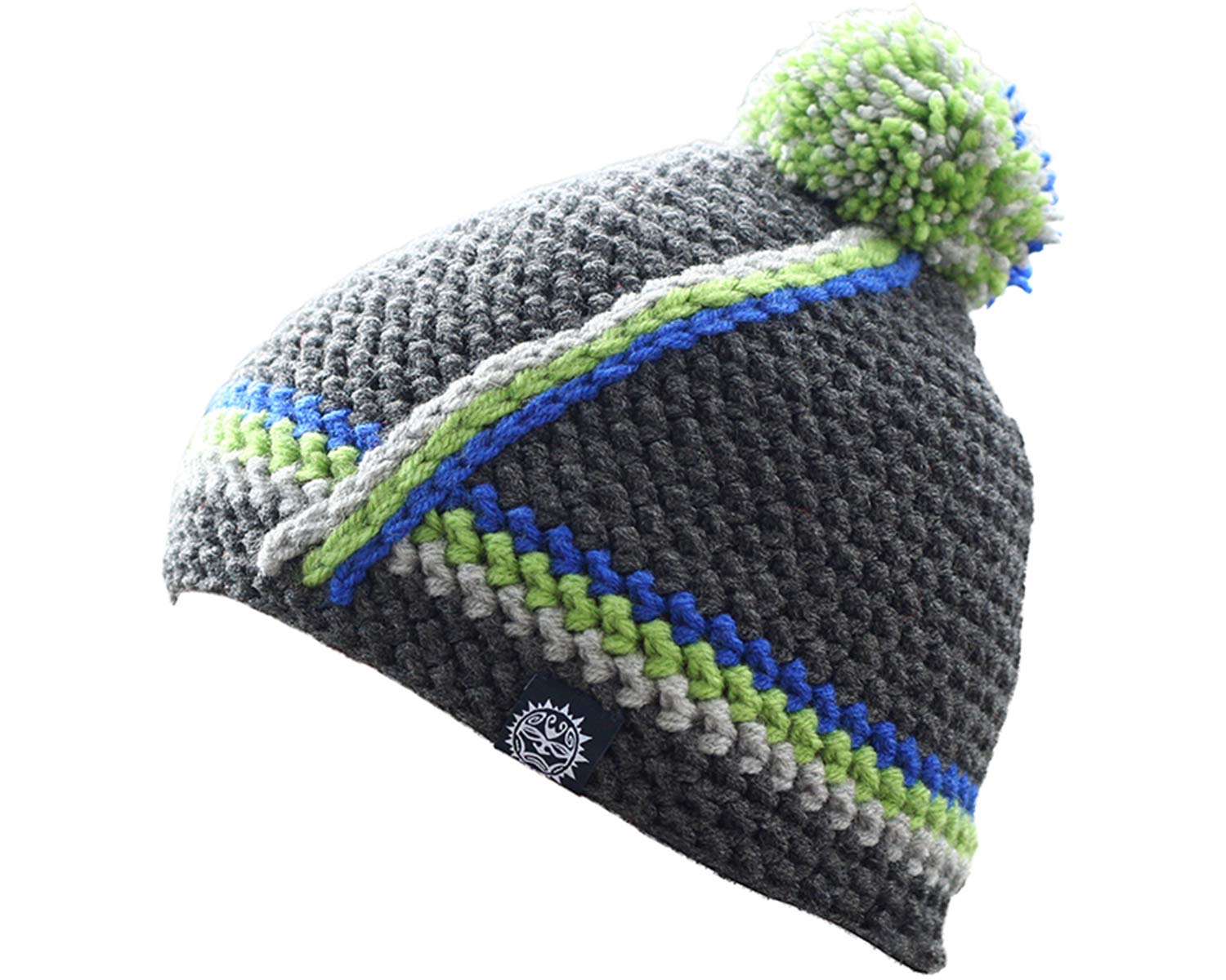 Beanie grau-grün-blau