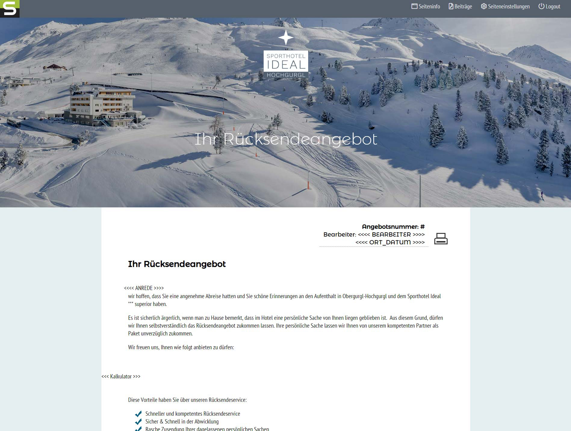 SendHomeService Rücksendung beantragen